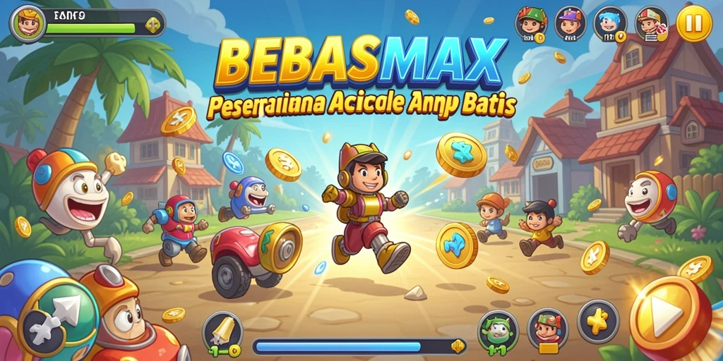 Tampilan screenshot gameplay seru BEBASMAX dengan aksi penuh warna.