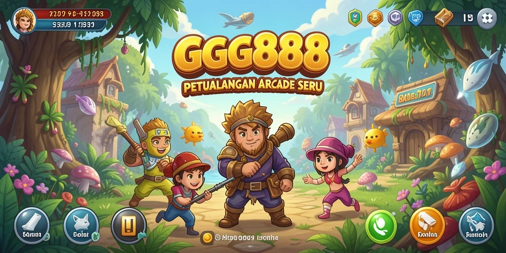 Screenshot utama GGG888 menampilkan aksi gameplay Arcade yang seru.