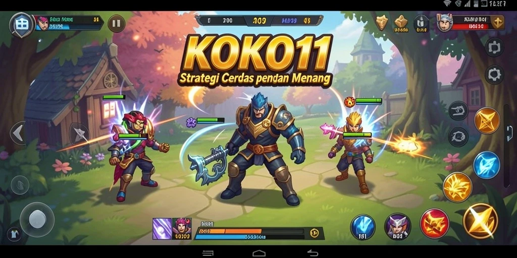 Tangkapan layar gameplay KOKO11 menunjukkan strategi mendebarkan dalam pertempuran.