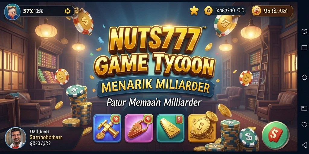 Screenshot NUTS777 menampilkan gameplay seru dalam membangun bisnis Tycoon.