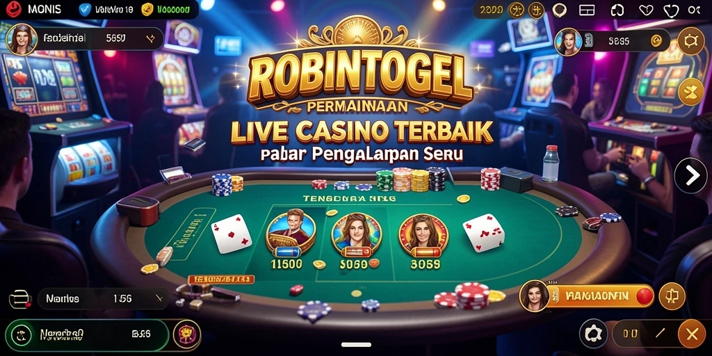 Tampilan utama gameplay ROBINTOGEL yang menampilkan dealer langsung dan pemain.