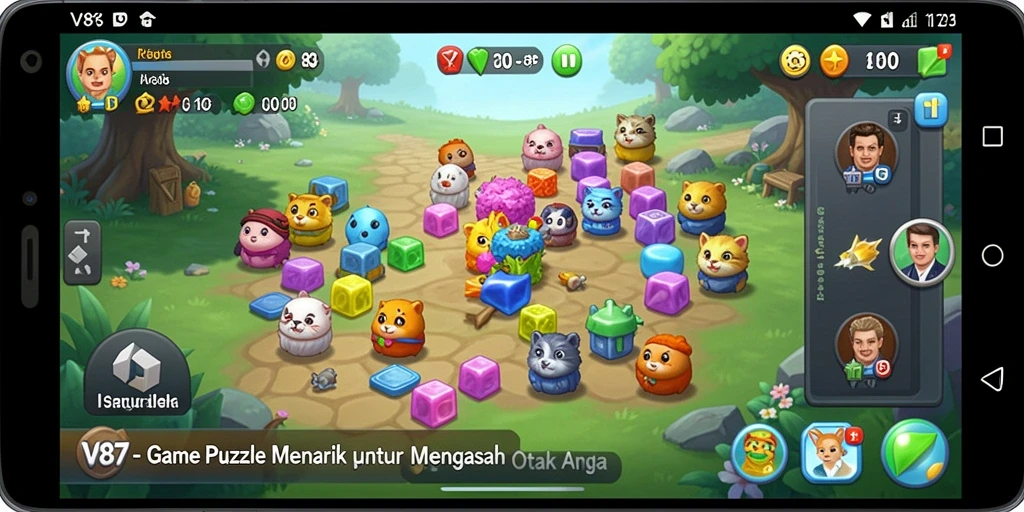 Tampilan visual menakjubkan dari gameplay V87 yang penuh teka-teki.
